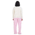 Women Winter Pajama Set Off White Sweatshirt +Pink Gingham Pattern Pants